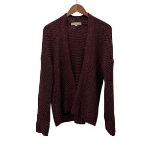 Lineamaglia Sweater Cardigan Womens M Red Wool Mohair Open Knit Made Italy